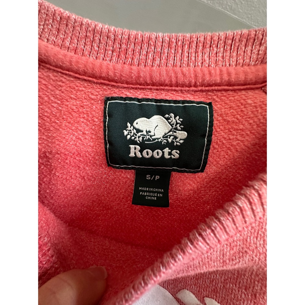 Roots Womens Pink Heather Beaver Logo Raglan Crewneck Sweatshirt Top Small - Picture 5 of 7